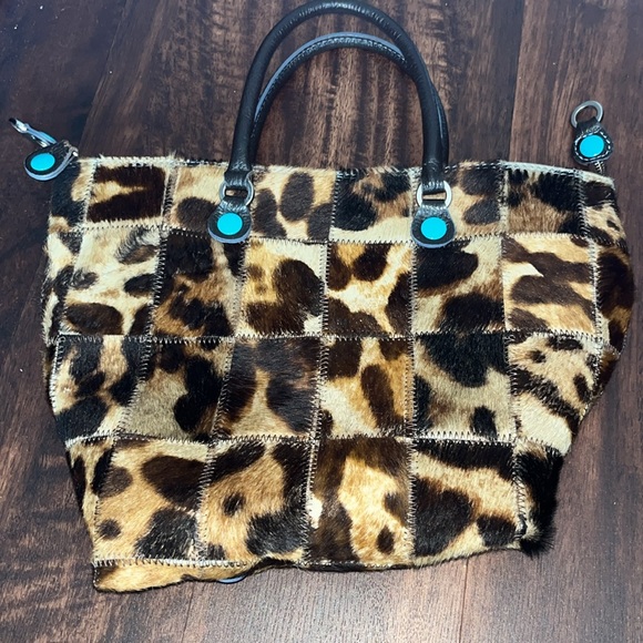 Calf pony hair designer bag with tweed backing! Two straps/ worn two ways!! - Picture 8 of 8